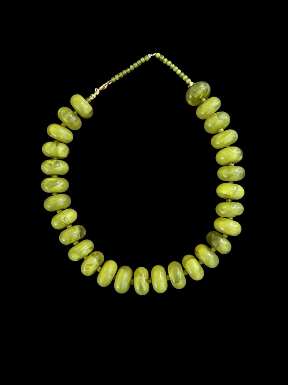 New! Olive Green Resin Chunky Beaded Statement Necklace - Women Jewelry - Picture 3 of 12